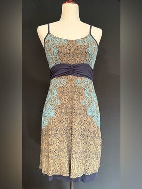Athleta Blue and Green Patterned Dress